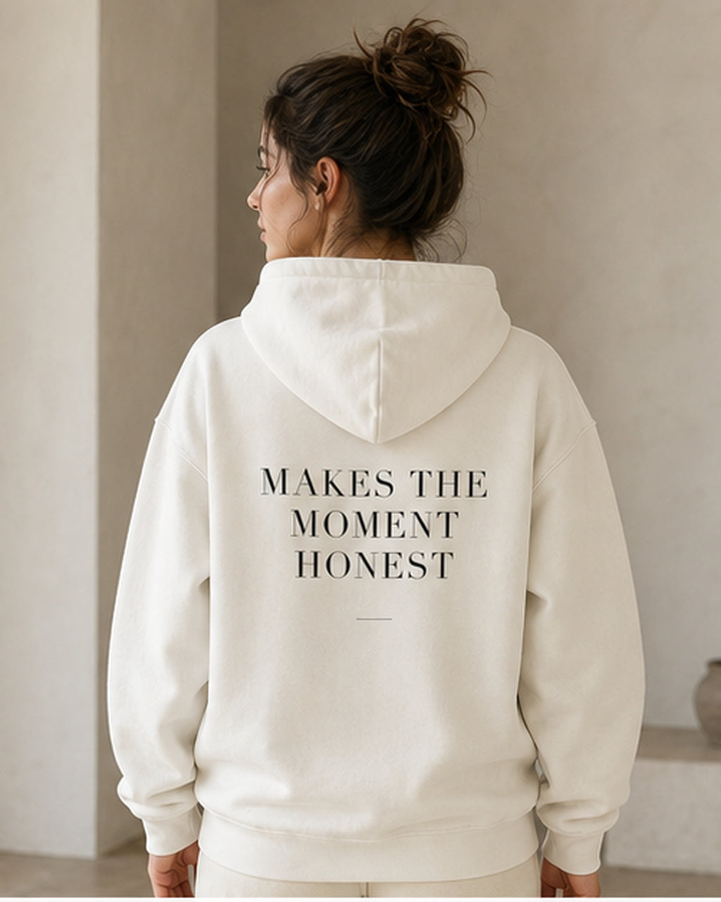 The Typese ISFP Gildan hoodie in white, female back