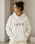 The Typese ISFP Gildan hoodie in white, female front