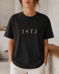 The Typese ISTJ Comfort Colors Tee in black, female front