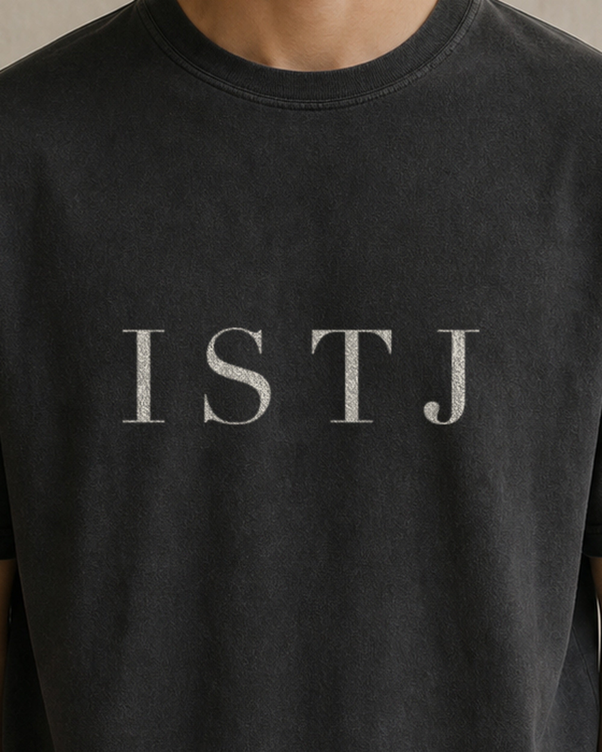 The Typese ISTJ Comfort Colors Tee in black, male front detail