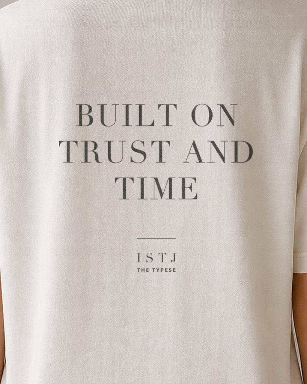 The Typese ISTJ Comfort Colors Tee in cream white, female back detail