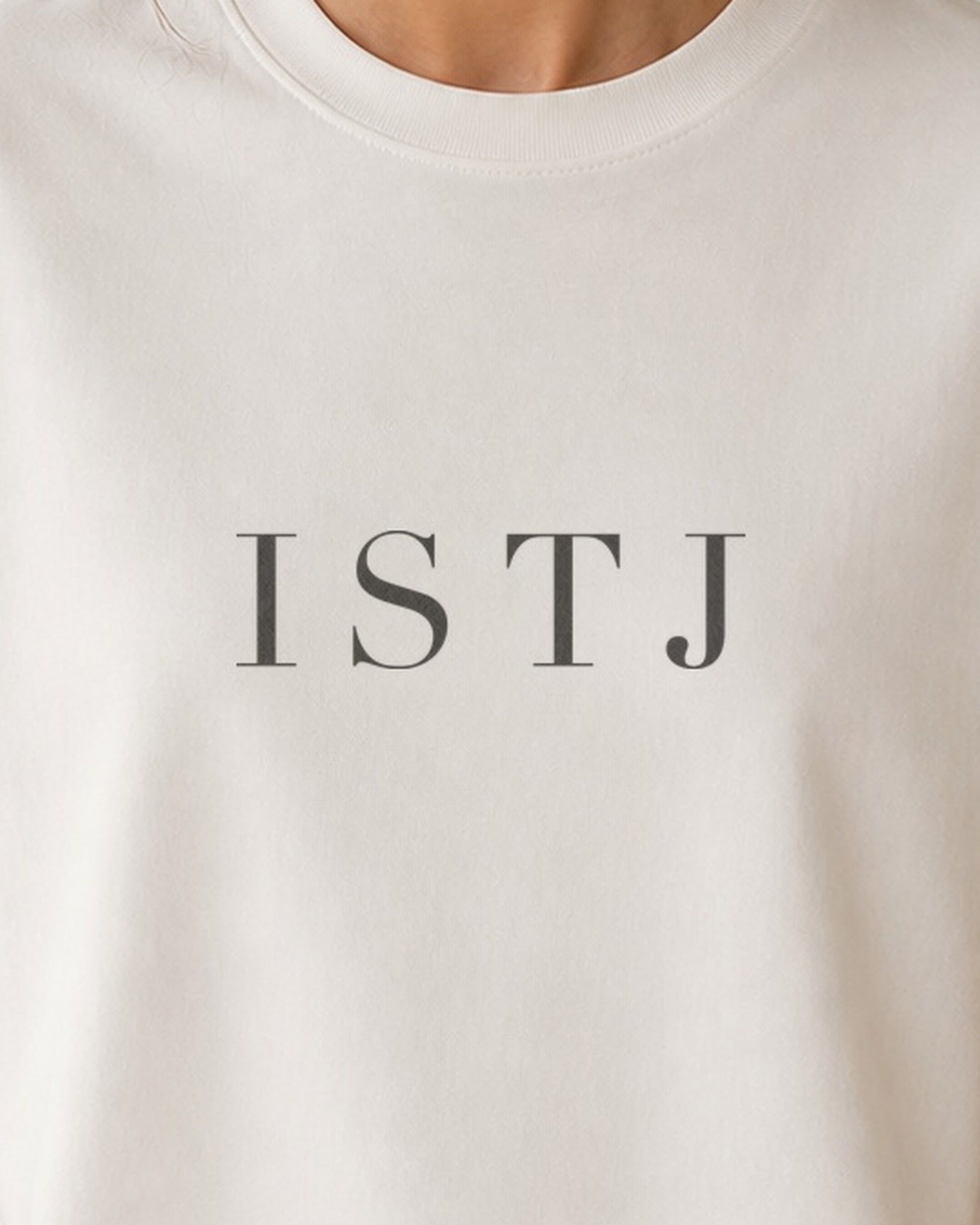 The Typese ISTJ Comfort Colors Tee in cream white, female front detail