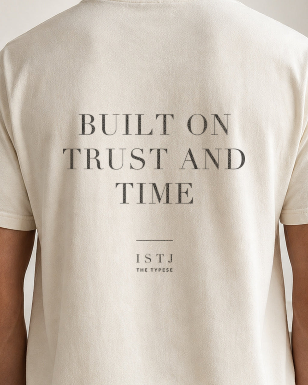 The Typese ISTJ Comfort Colors Tee in cream white, male back detail