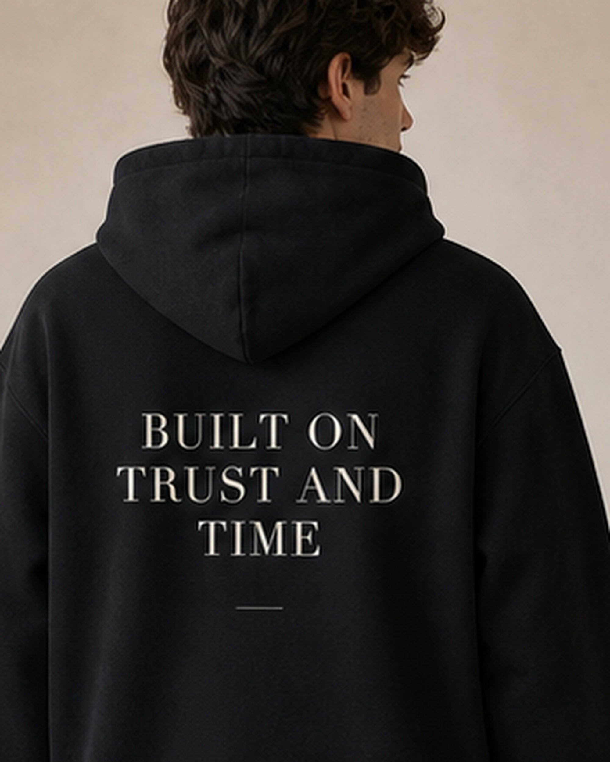 The Typese ISTJ Gildan hoodie in black, male back detail