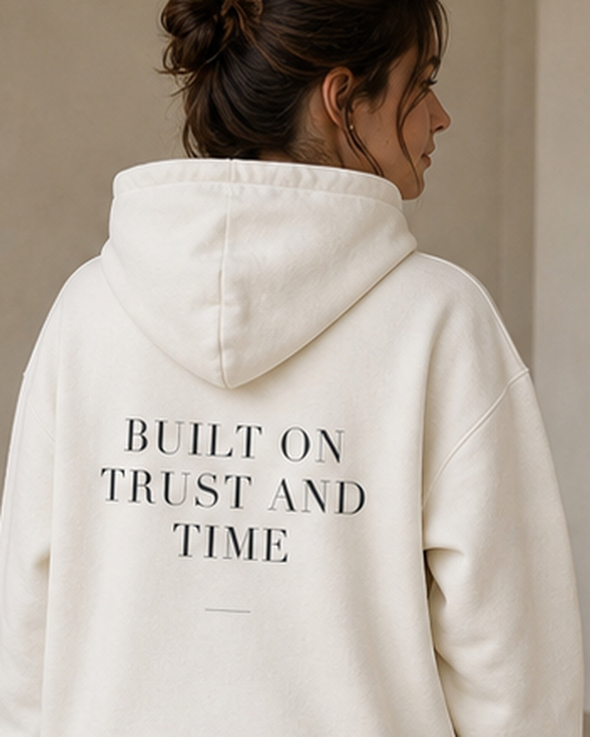 The Typese ISTJ Gildan hoodie in white, female back detail