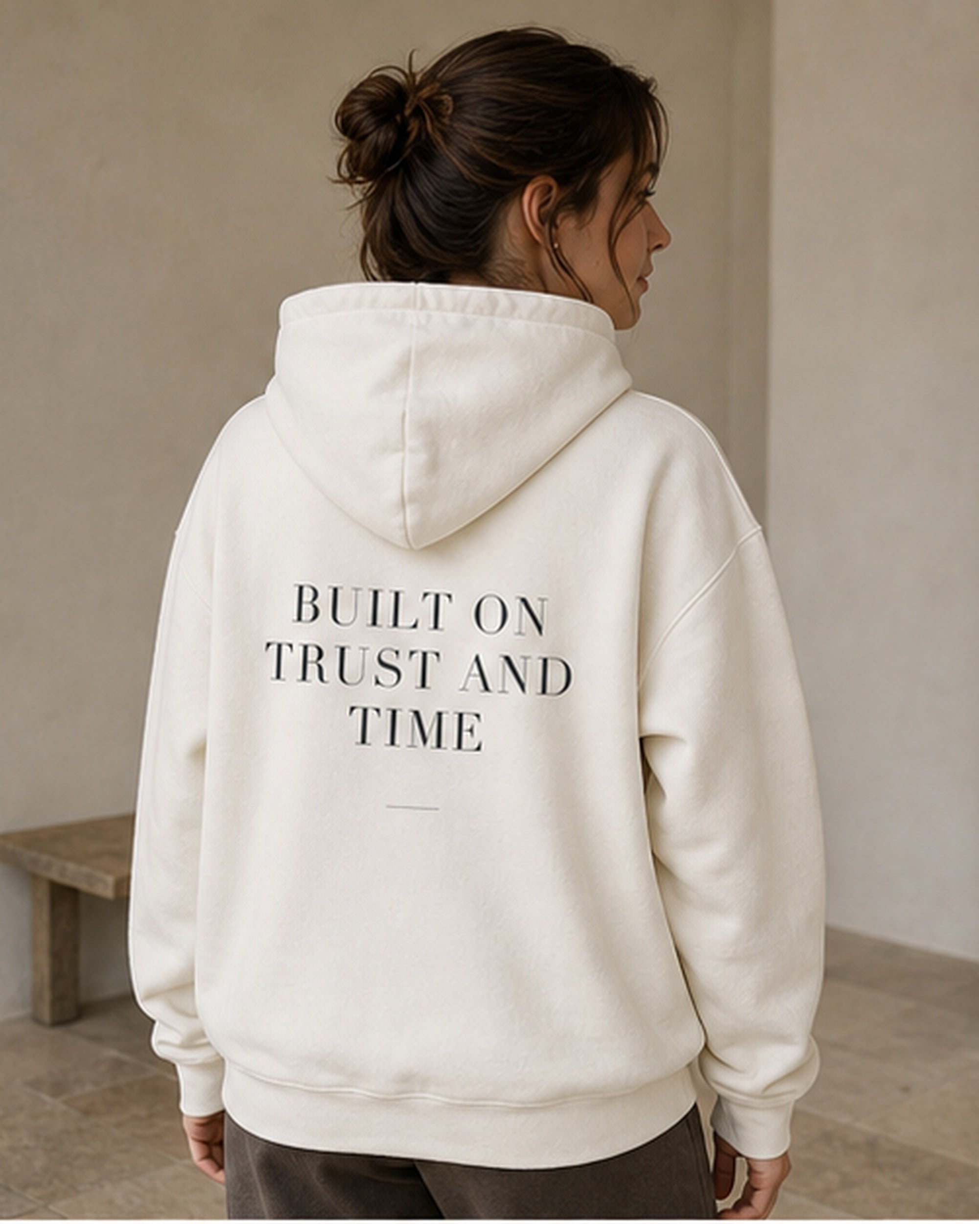 The Typese ISTJ Gildan hoodie in white, female back