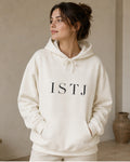The Typese ISTJ Gildan hoodie in white, female front