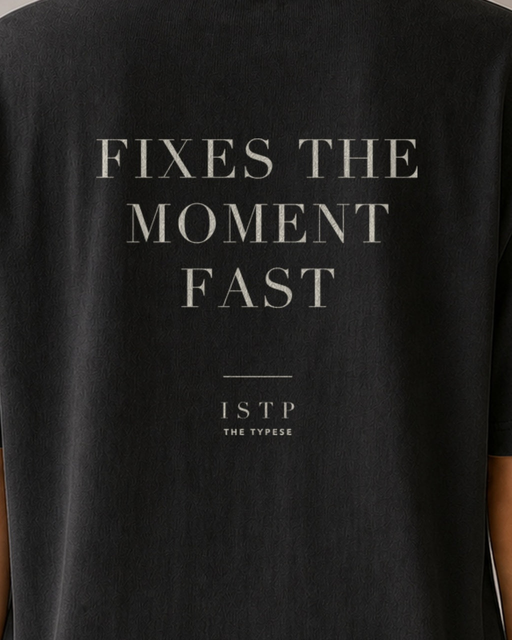 The Typese ISTP Comfort Colors Tee in black, female back detail