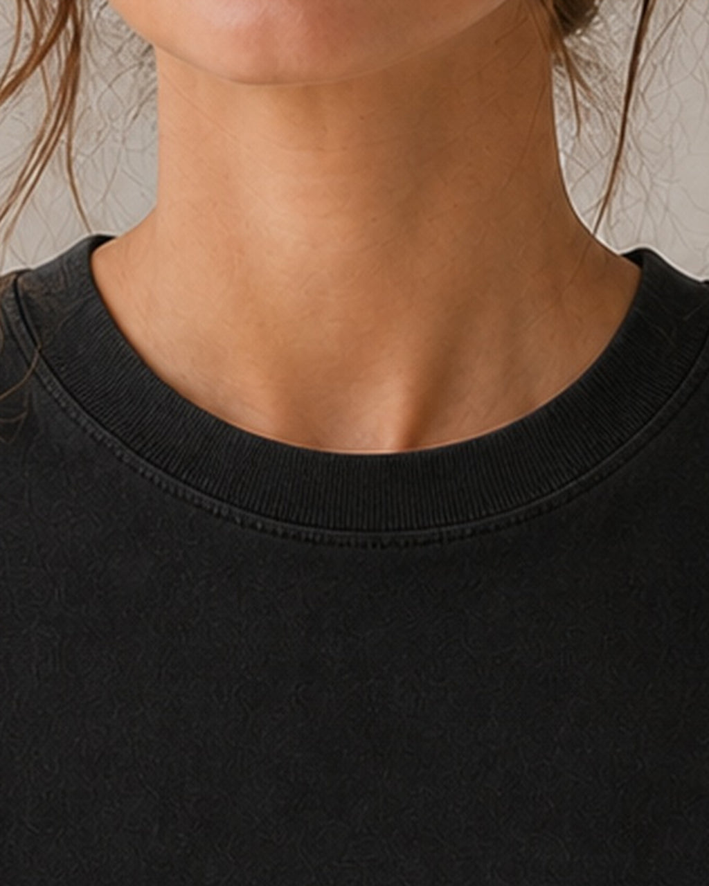 The Typese ISTP Comfort Colors Tee in black, female collar detail