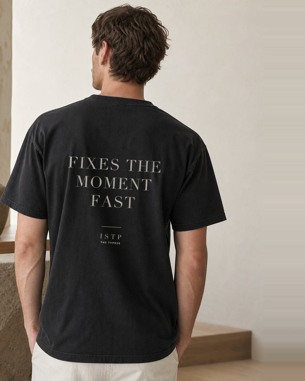 The Typese ISTP Comfort Colors Tee in black, male back