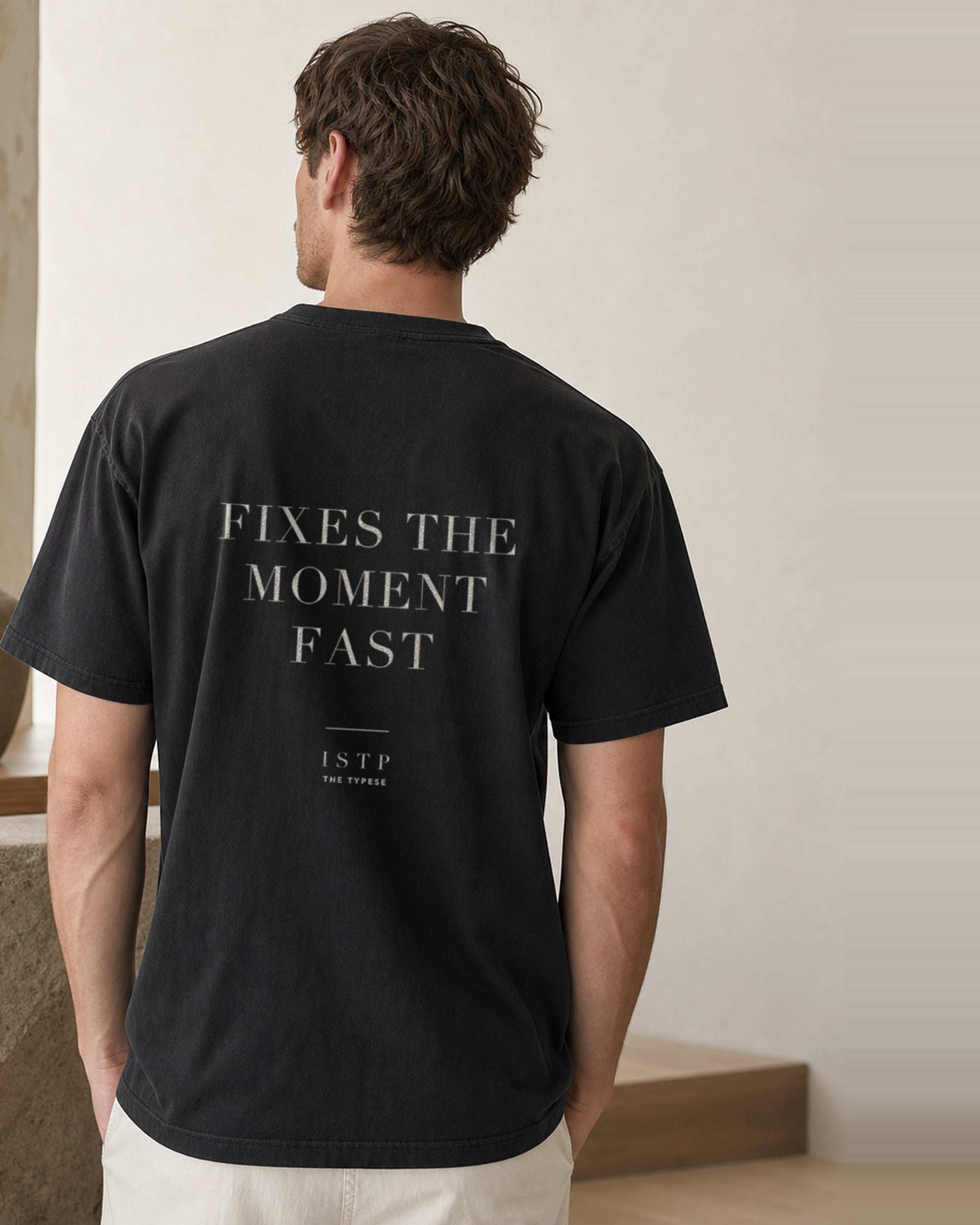 The Typese ISTP Comfort Colors Tee in black, male back