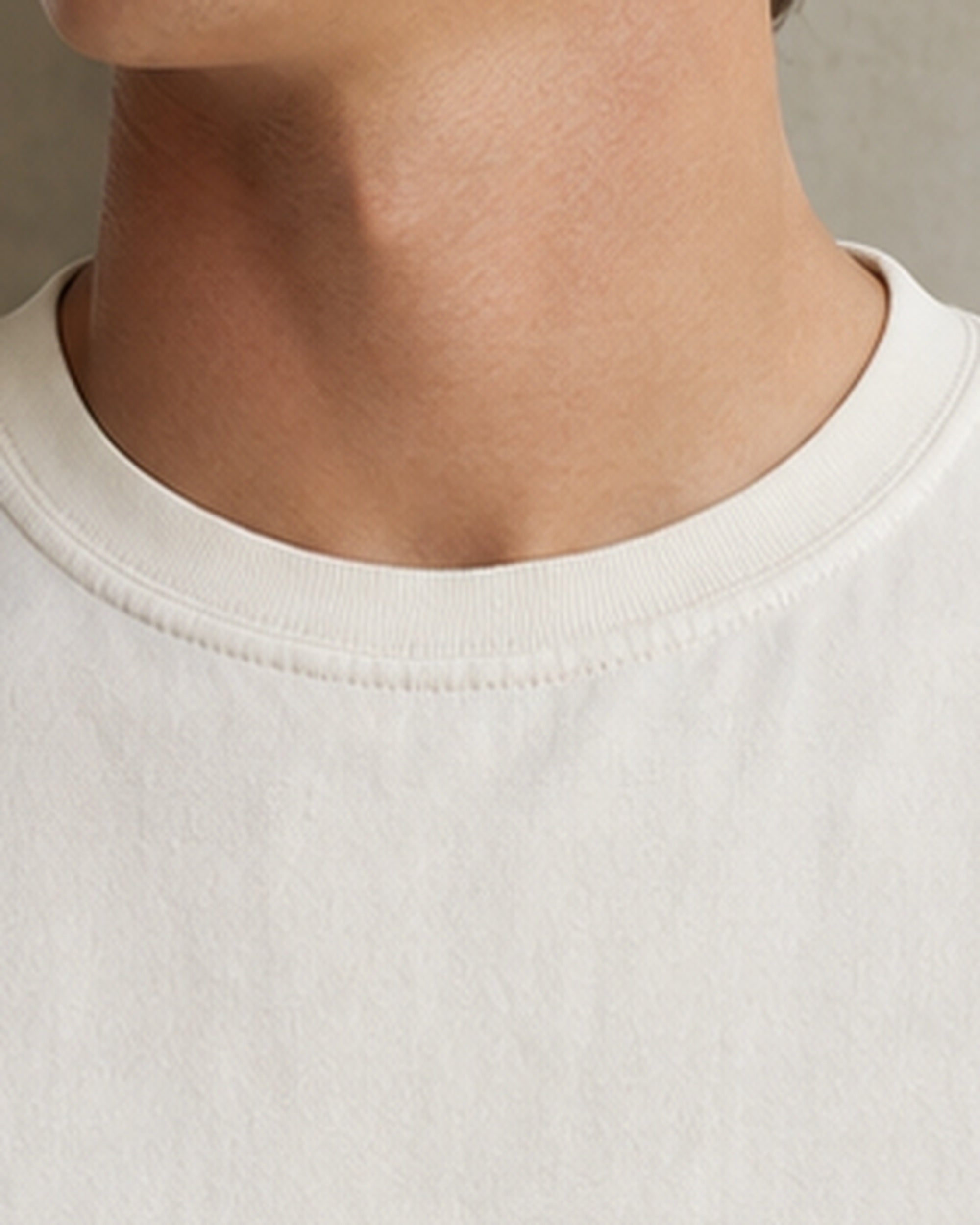The Typese ISTP Comfort Colors Tee in cream white, male collar detail