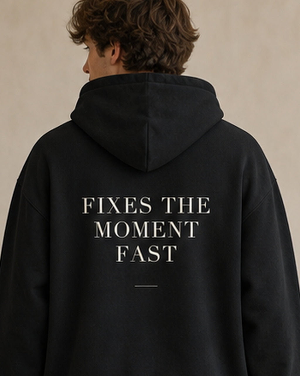 The Typese ISTP Gildan hoodie in black, male back detail