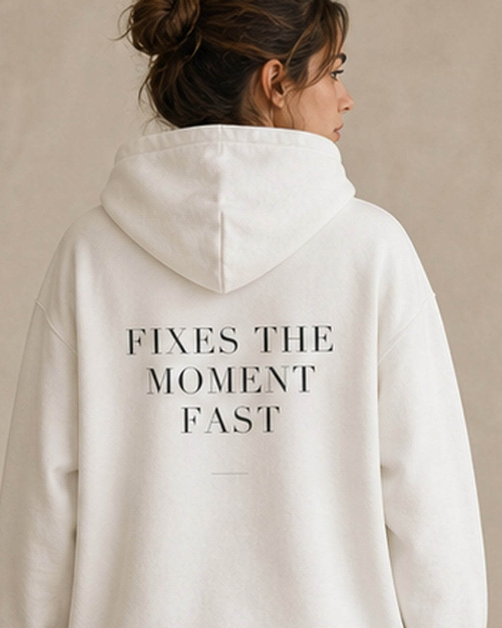 The Typese ISTP Gildan hoodie in white, female back detail