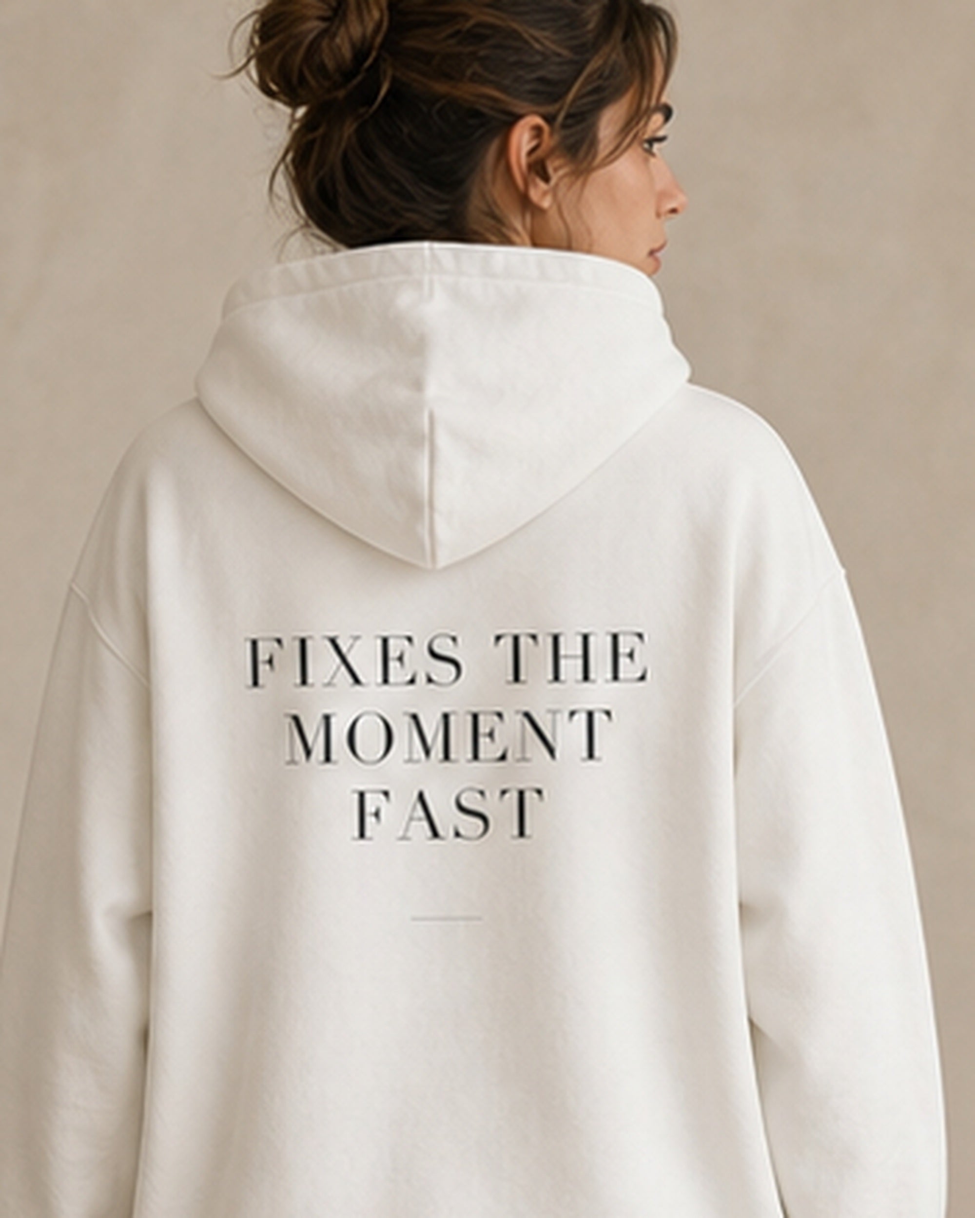 The Typese ISTP Gildan hoodie in white, female back detail