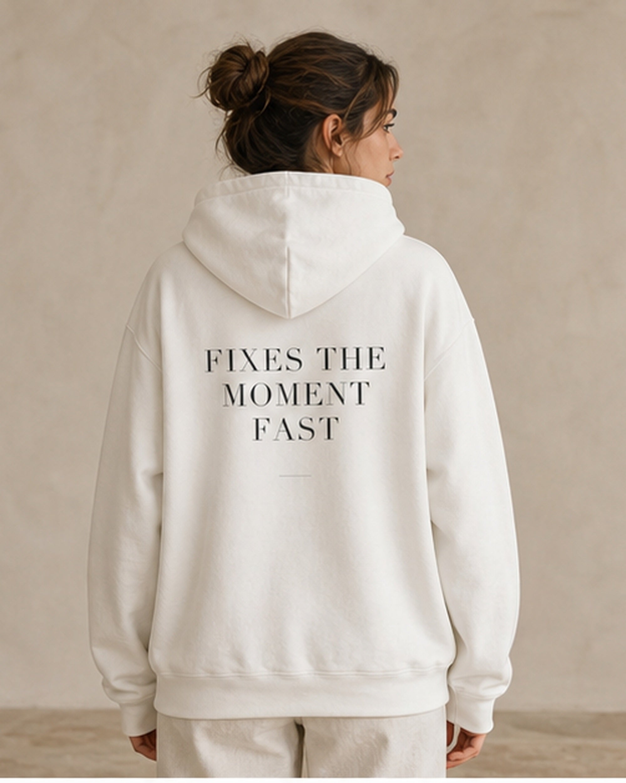 The Typese ISTP Gildan hoodie in white, female back