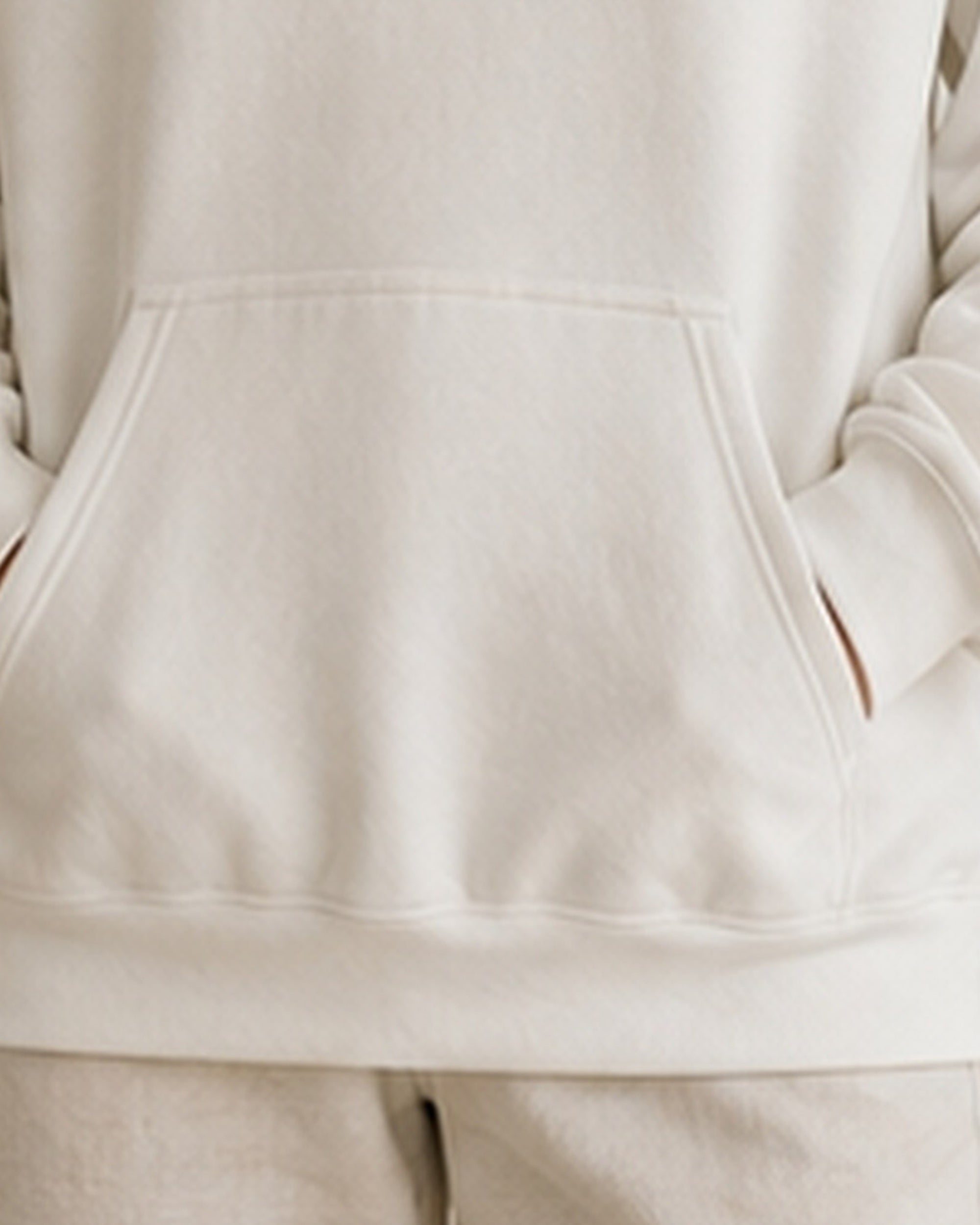 The Typese ISTP Gildan hoodie in white, hem pocket detail