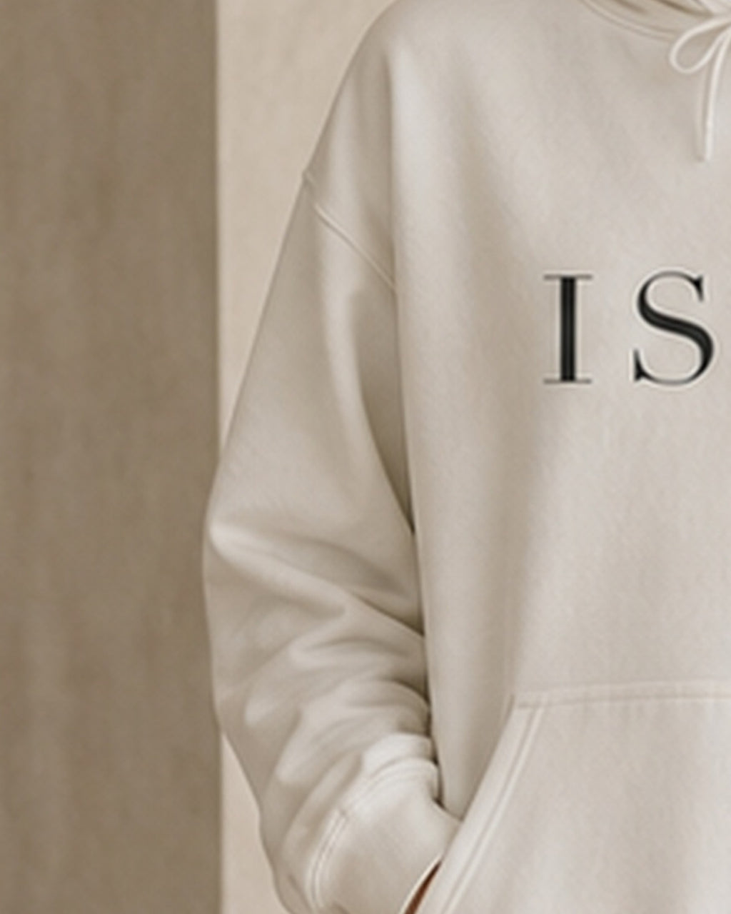 The Typese ISTP Gildan hoodie in white, sleeve detail