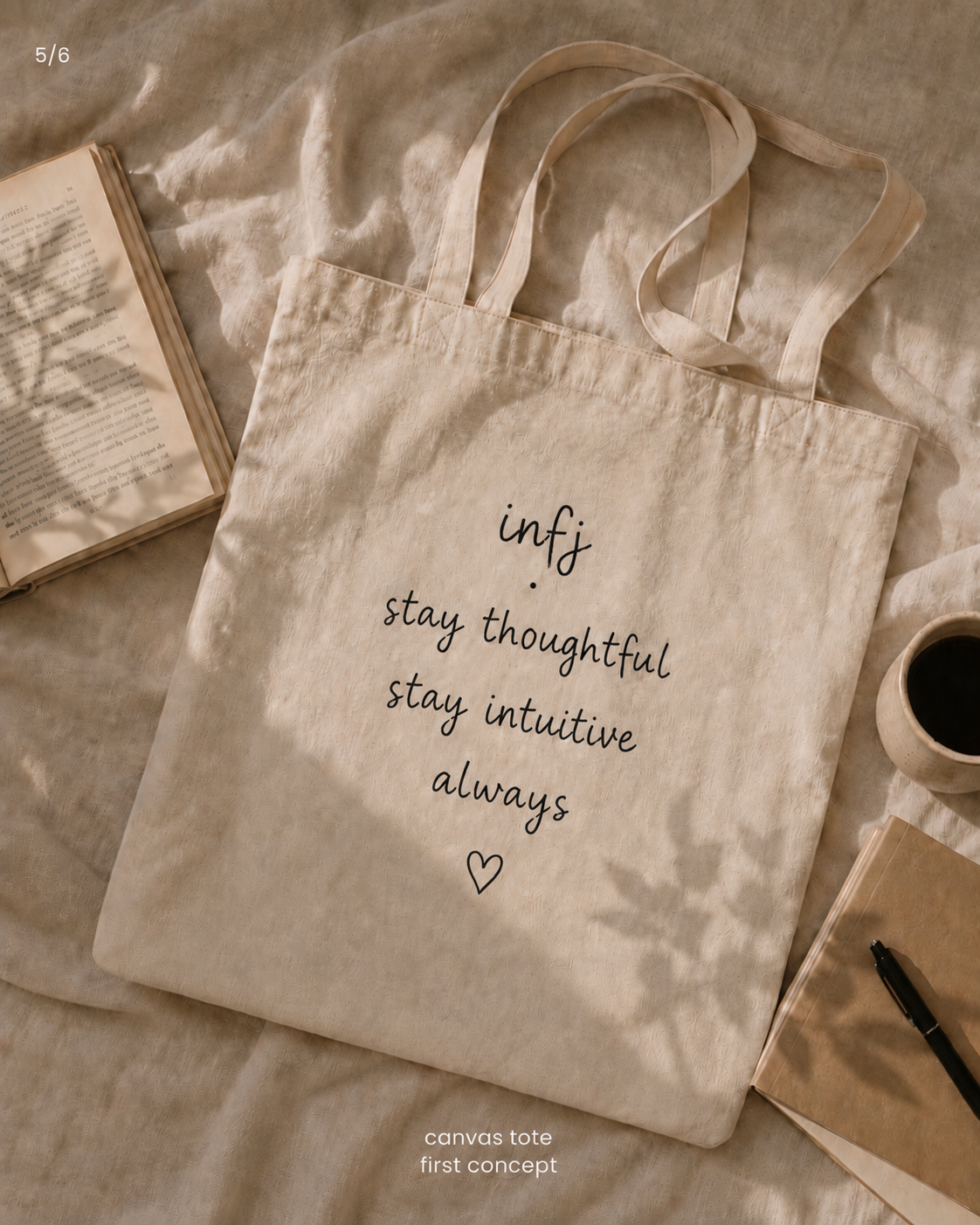 INFJ Cotton Canvas Tote Bag - Natural