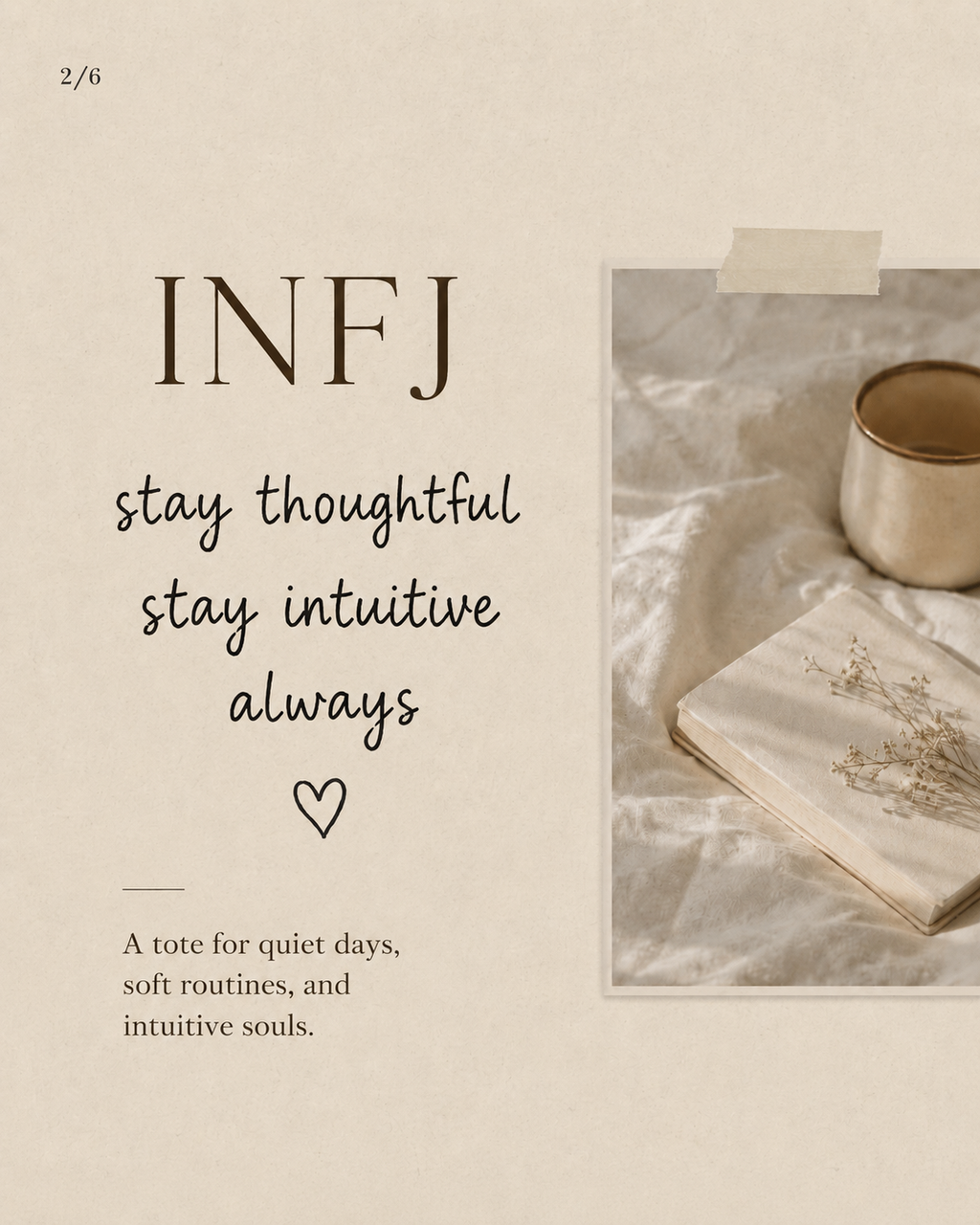INFJ Cotton Canvas Tote Bag - Natural